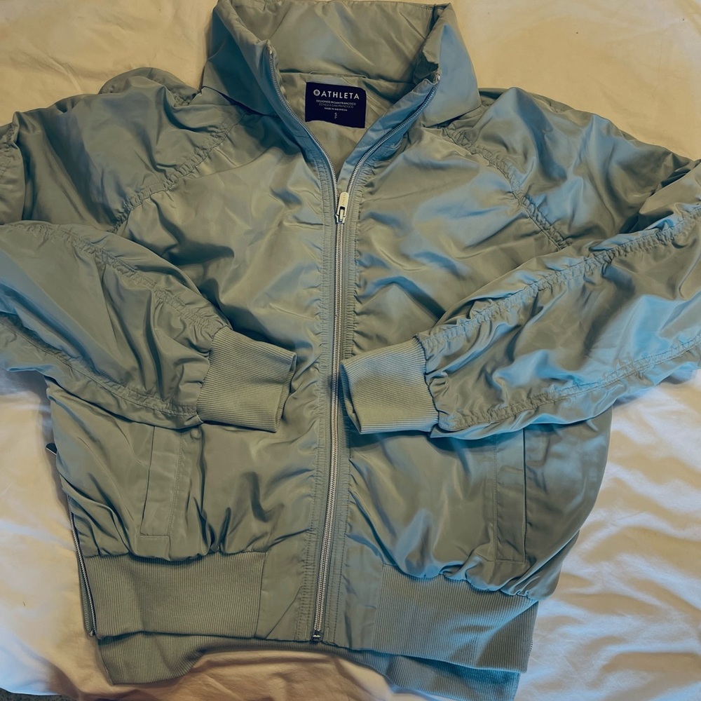 Athleta most popular jet set bomber. Light mint green brand new.